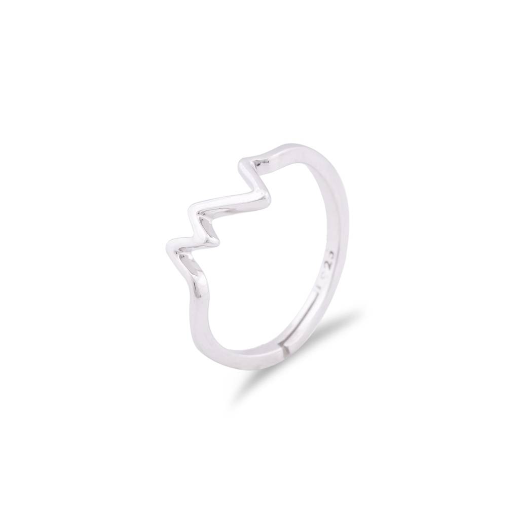 Silver Zircon Heartbeat Ring : ZLR-1097