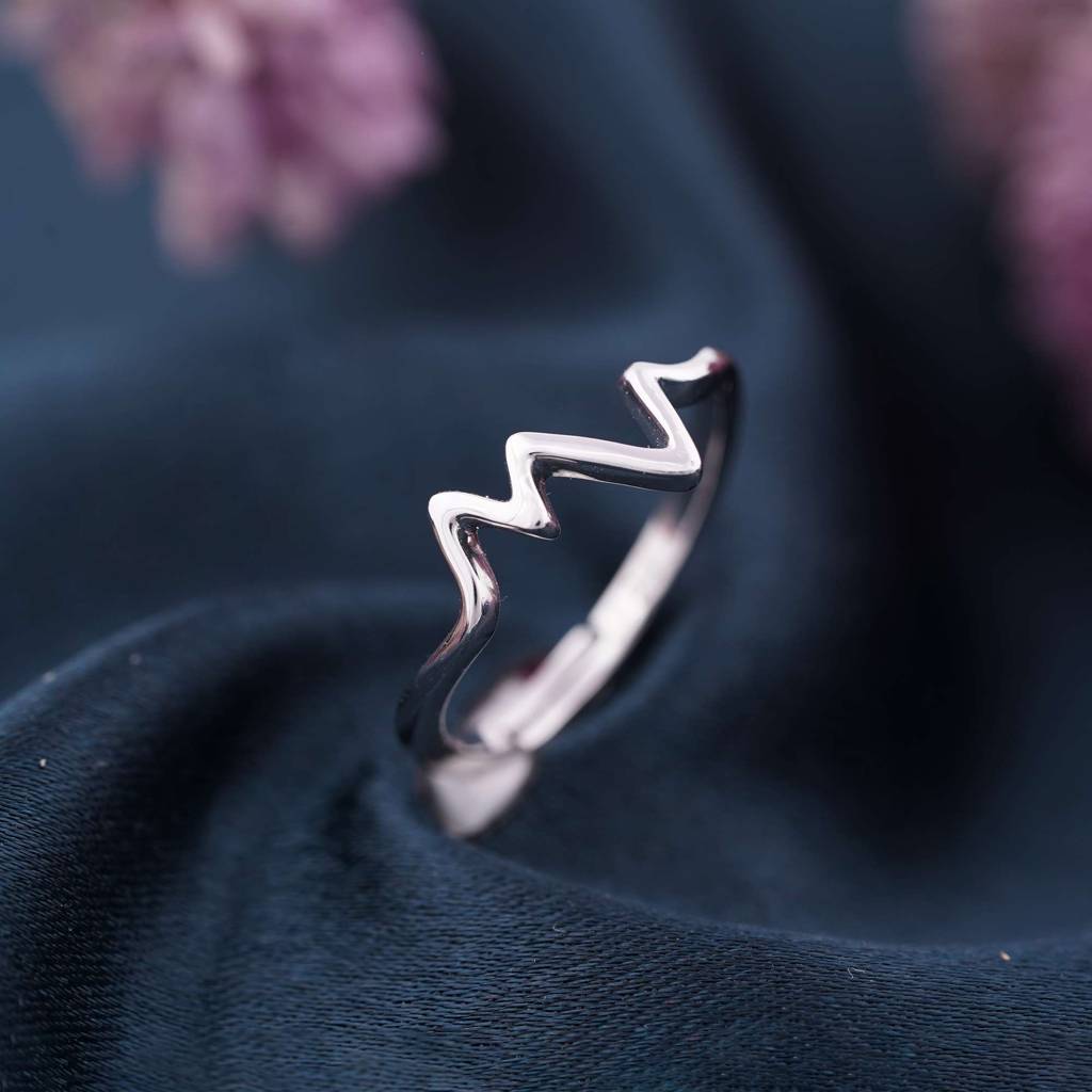 Silver Zircon Heartbeat Ring : ZLR-1097