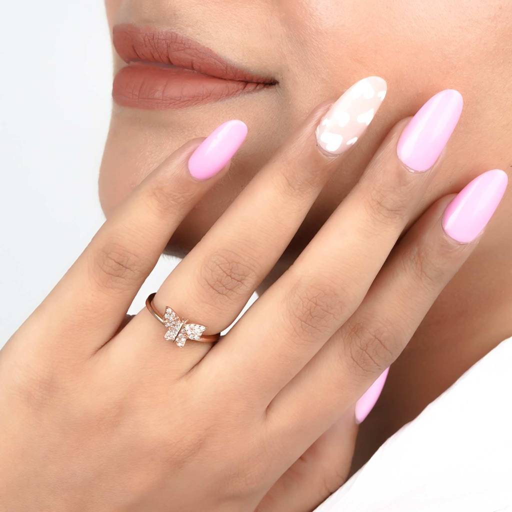 Rose Gold Glimmer Butterfly Ring : ZLR-1103