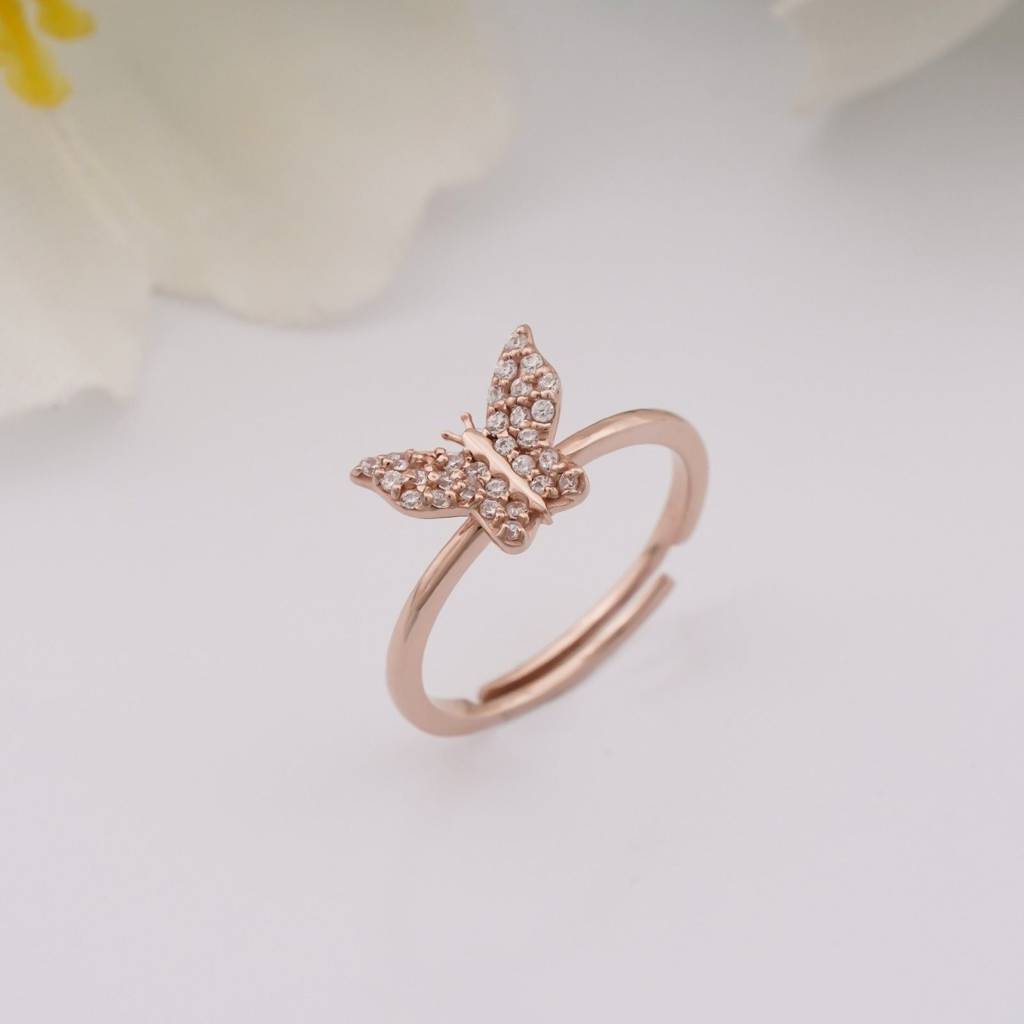 Rose Gold Glimmer Butterfly Ring : ZLR-1103