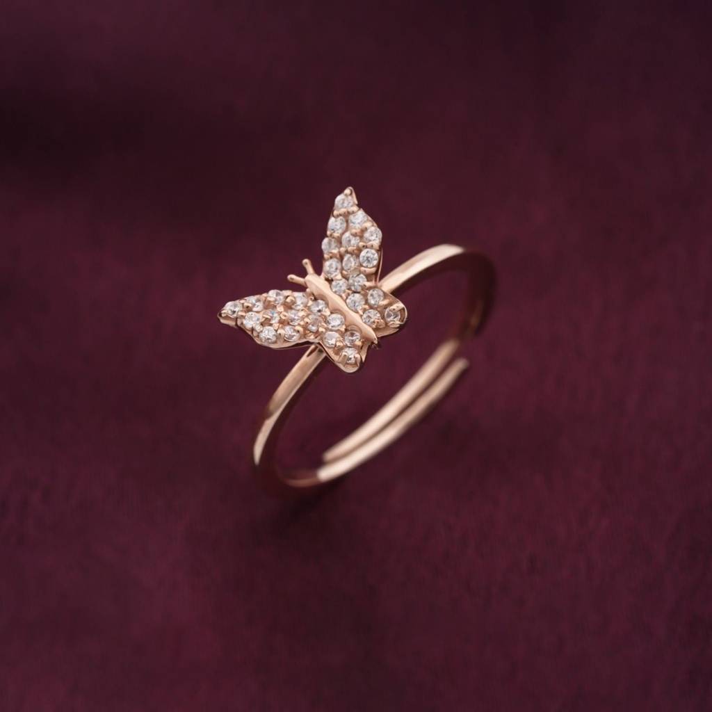 Rose Gold Glimmer Butterfly Ring : ZLR-1103