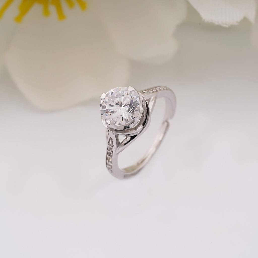 Silver Minimal Solitaire Ring : ZLR-1111