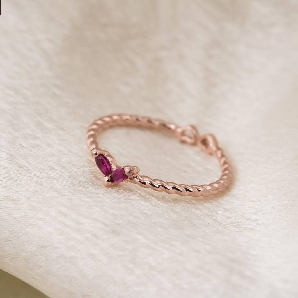 Rose Gold Ruby Danaid Heart Ring : ZLR-1104