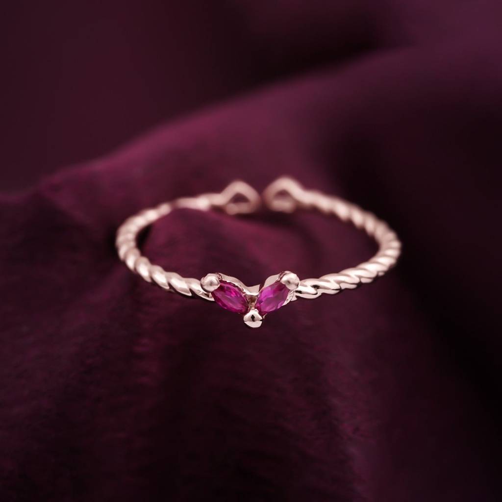 Rose Gold Ruby Danaid Heart Ring : ZLR-1104