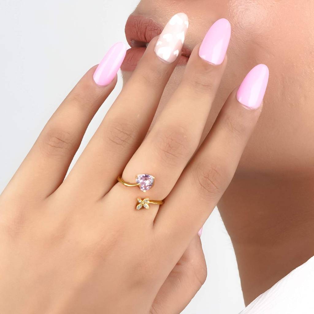 Golden Open Heart Stackable Ring : ZLR-1118