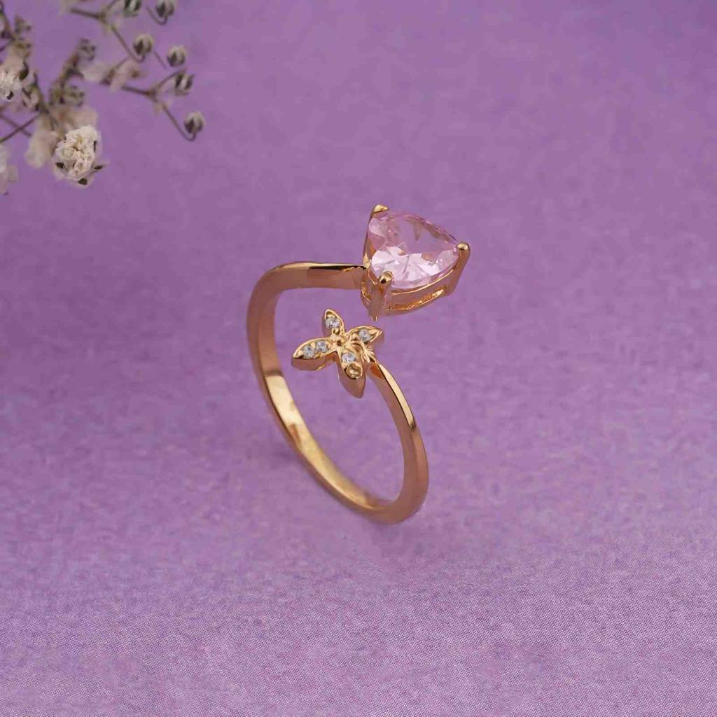 Golden Open Heart Stackable Ring : ZLR-1118