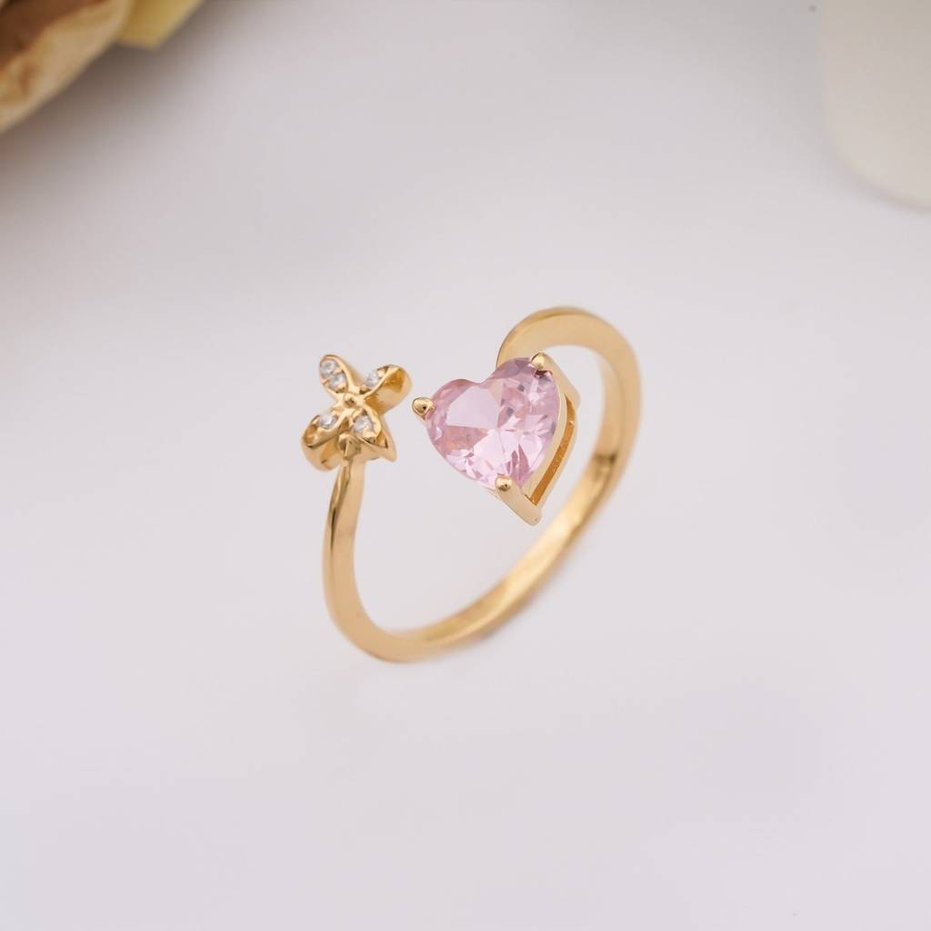 Golden Open Heart Stackable Ring : ZLR-1118
