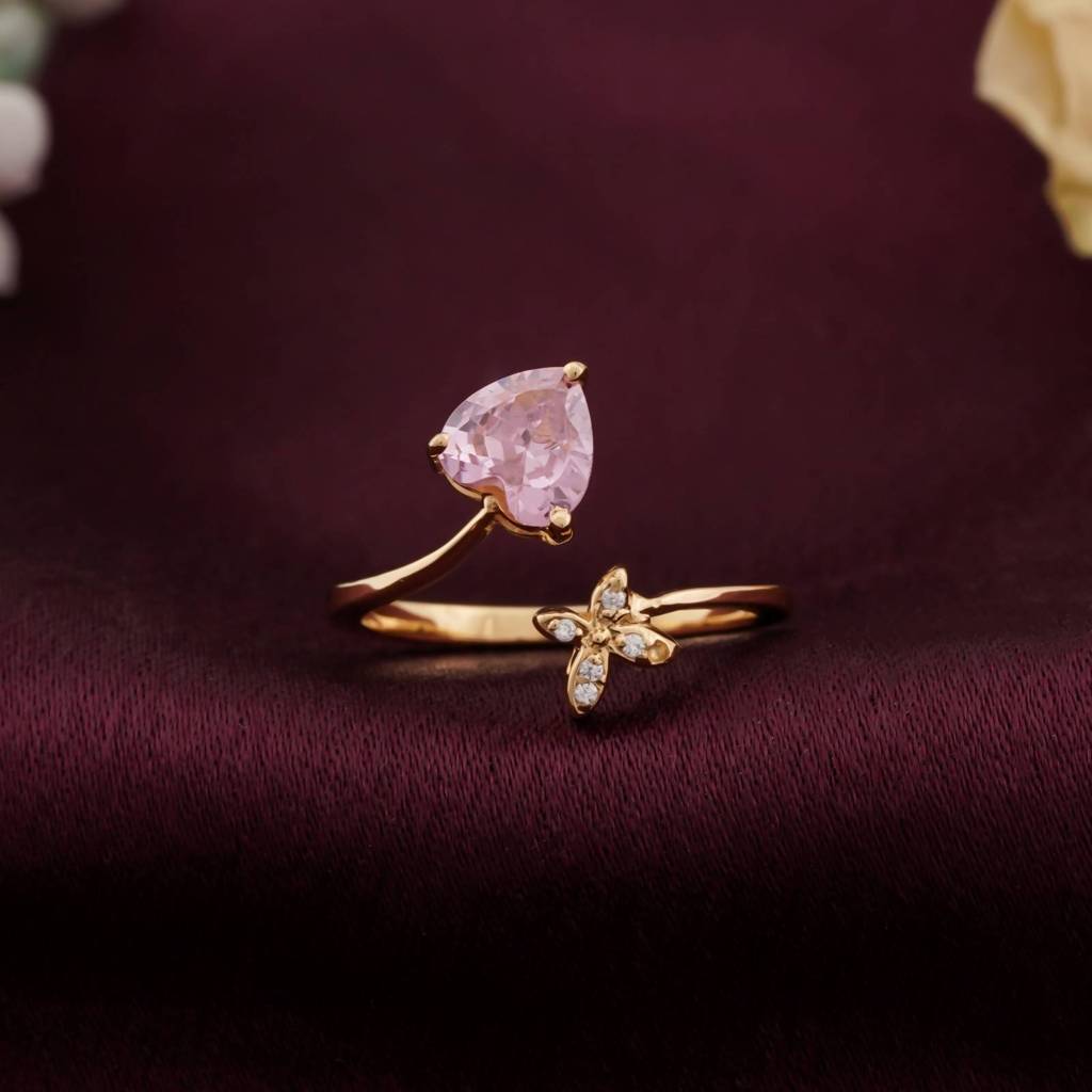Golden Open Heart Stackable Ring : ZLR-1118
