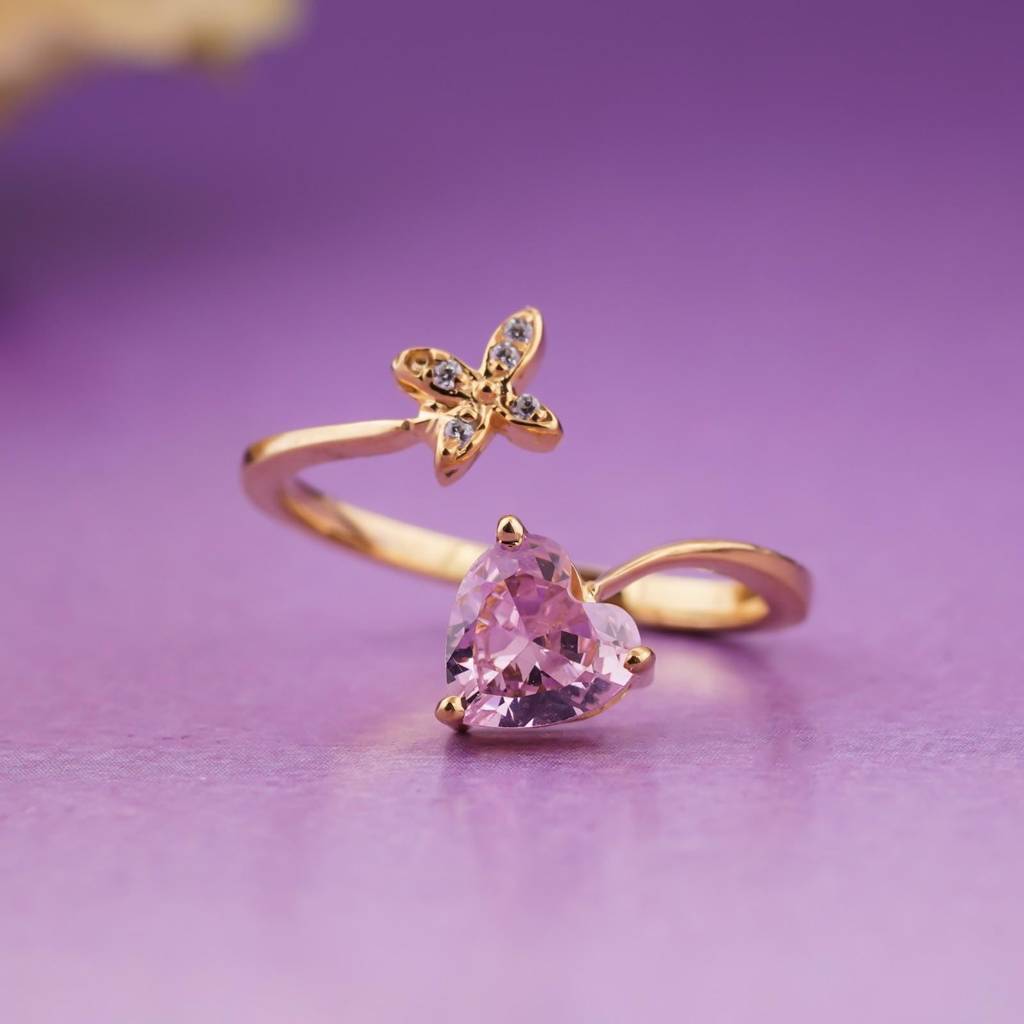 Golden Open Heart Stackable Ring : ZLR-1118