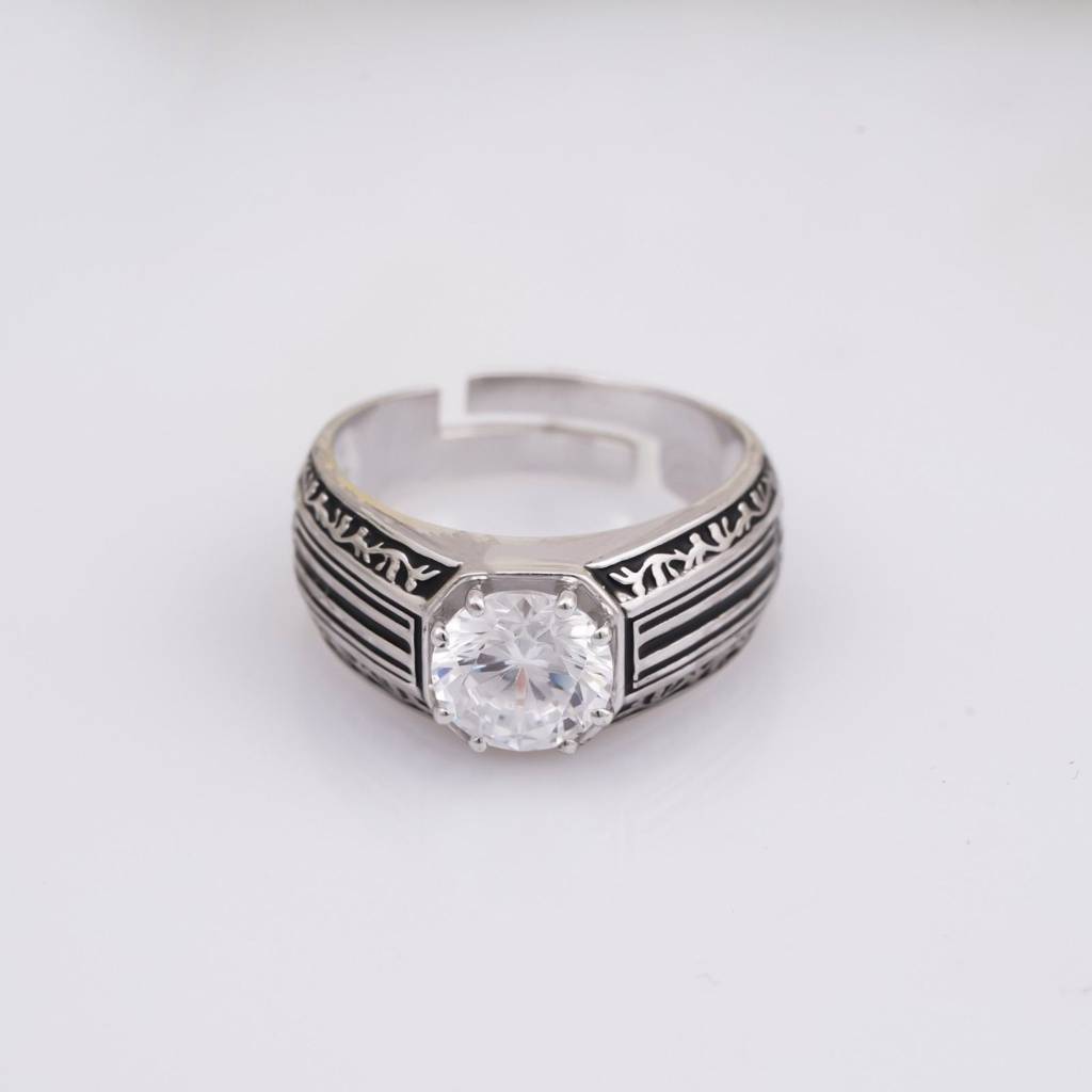 Silver Black Enamel Ring For Men : ZLR-1120