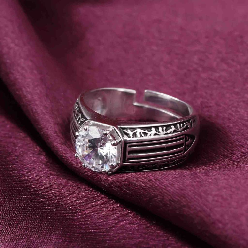 Silver Black Enamel Ring For Men : ZLR-1120