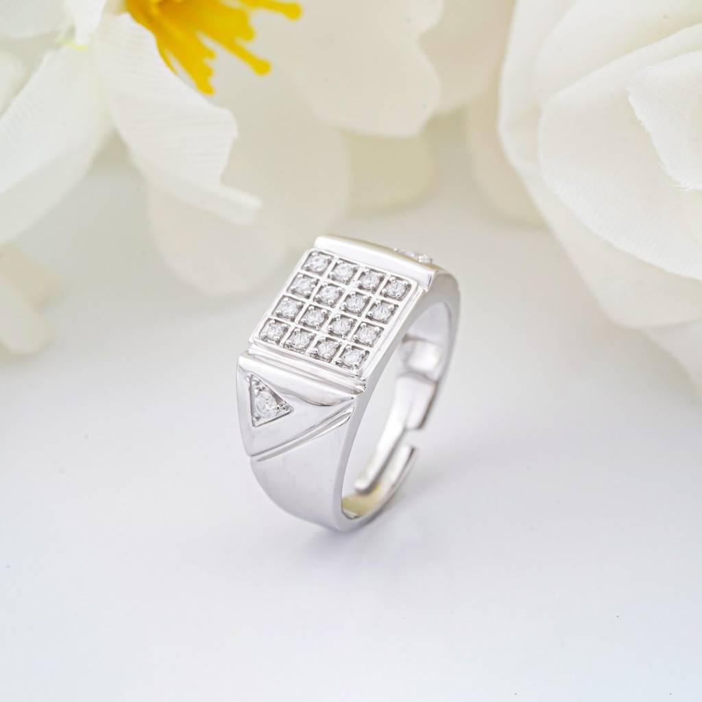 Silver Cluster Ring Band For Him : ZLR-1121