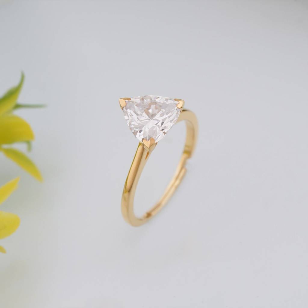 Golden Luxury Trillion Ring For Her : ZLR-1135