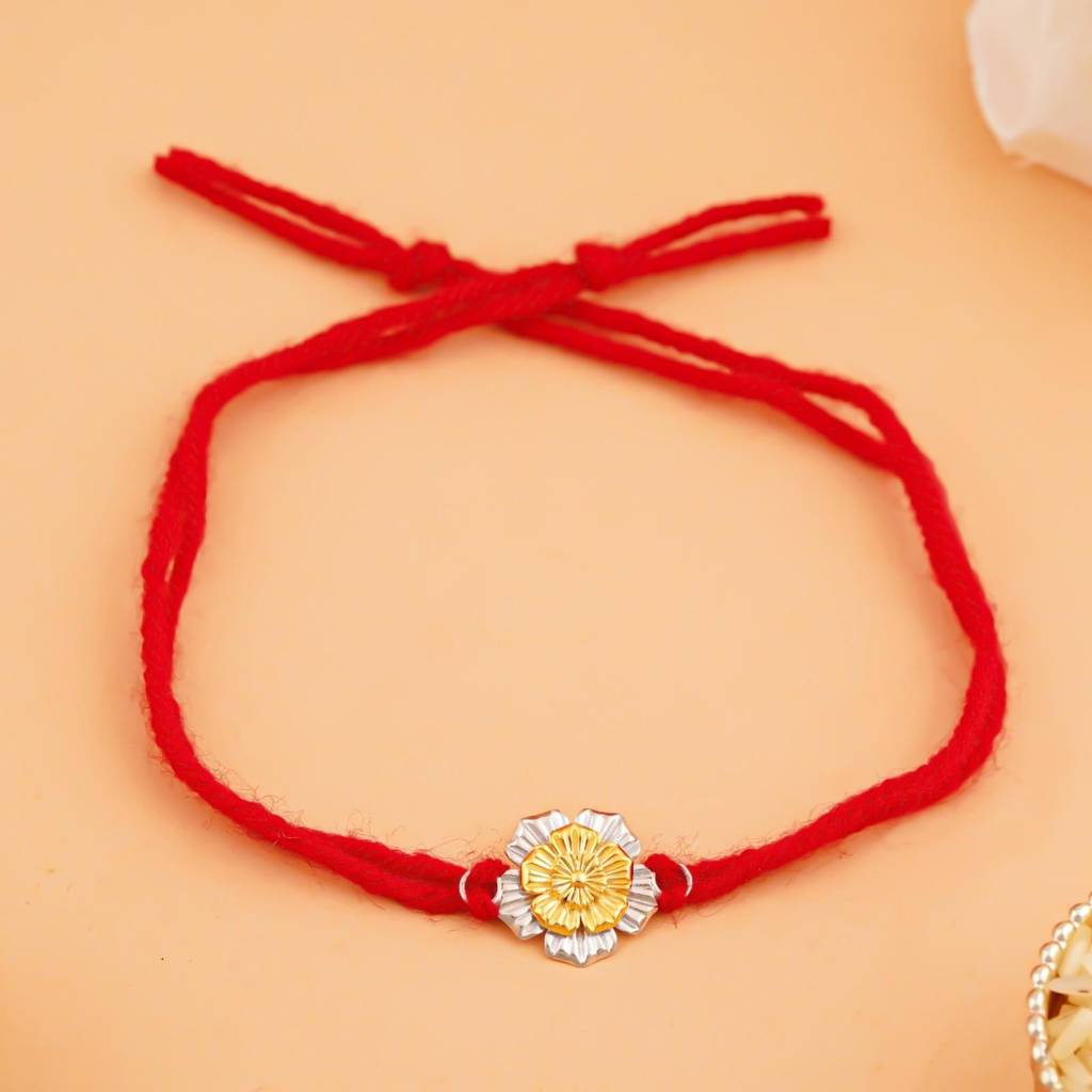 Golden Floral Rakhi For Brother : ZLRH-1039TT