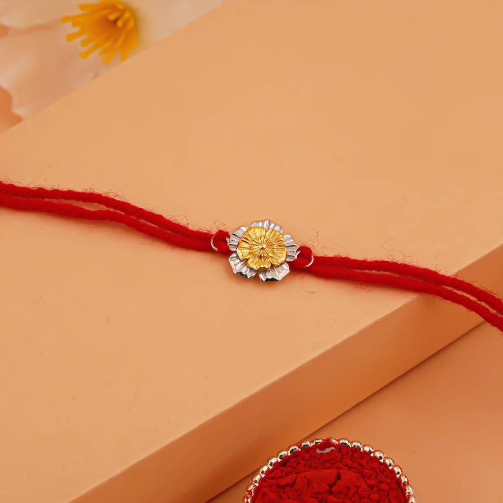 Golden Floral Rakhi For Brother : ZLRH-1039TT