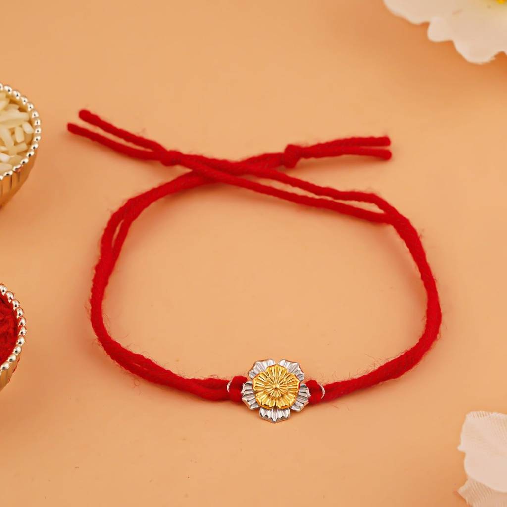 Golden Floral Rakhi For Brother : ZLRH-1039TT