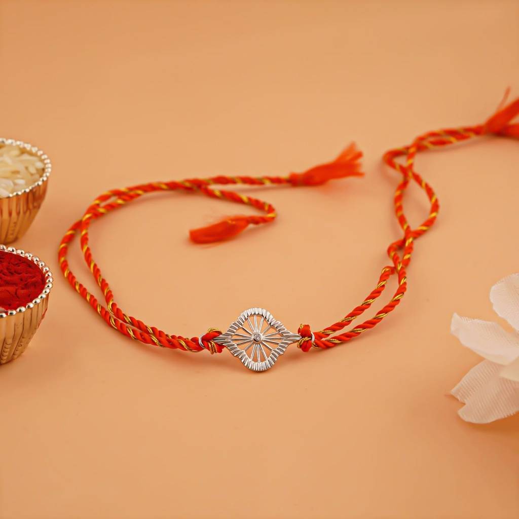 Silver Luxury Bloom Rakhi : ZLRH-1042