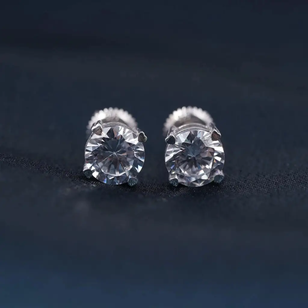 Silver Sphere Screw Stud Earrings : ZLSTD-1003