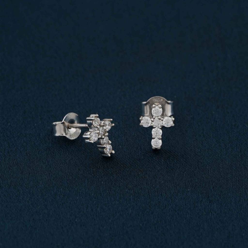 Silver Cross Stud Earrings : ZLSTD-1005