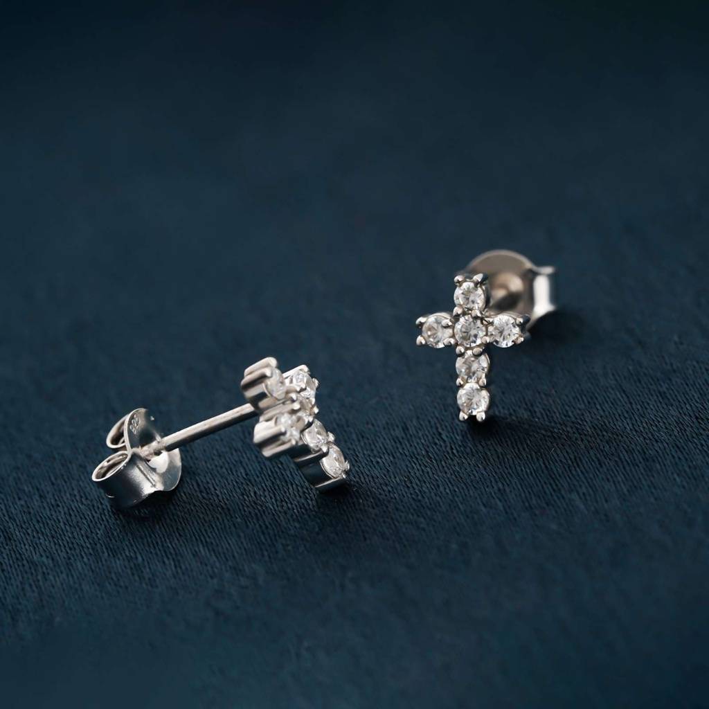Silver Cross Stud Earrings : ZLSTD-1005
