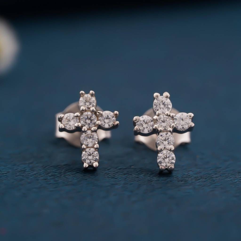 Silver Cross Stud Earrings : ZLSTD-1005