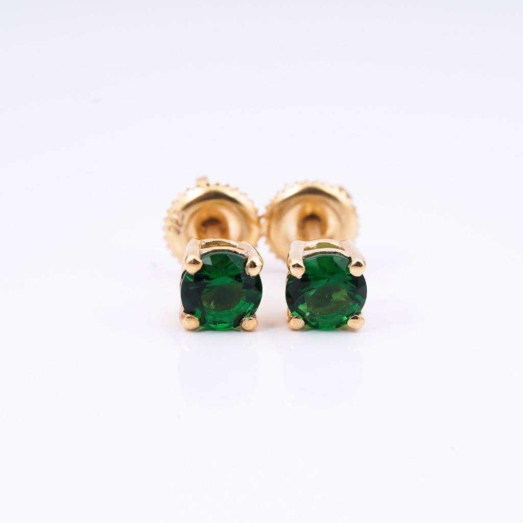Silver Green Emerald Solitaire Studs Earring : ZLSTD-1006