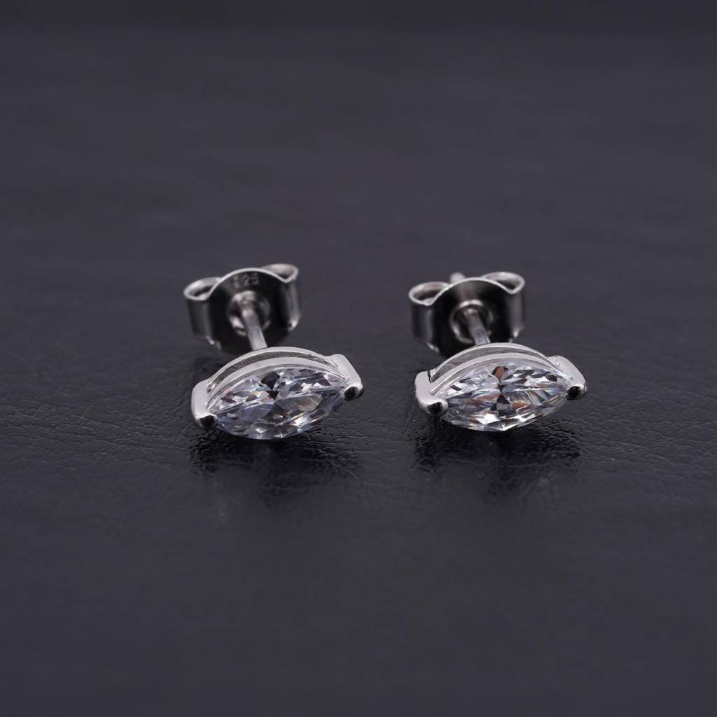 Silver Marquise Zircon Studs Earring : ZLSTD-1009