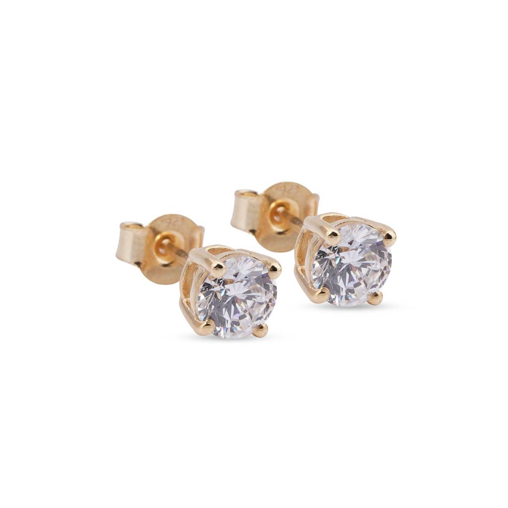 Golden Diamond Solitaire Stud Earrings : ZLSTD-1024