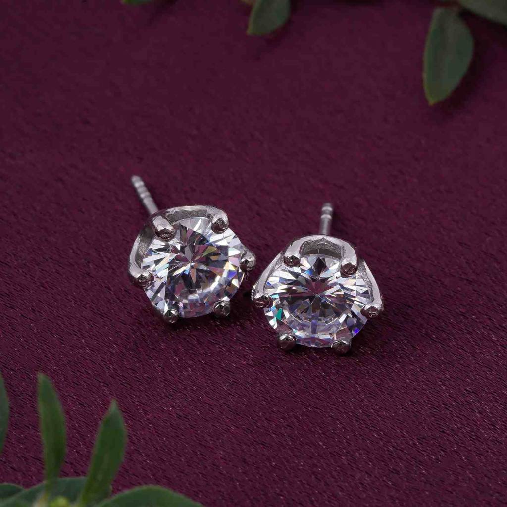 Silver Circle Zircon Stud Earrings : ZLSTD-1030