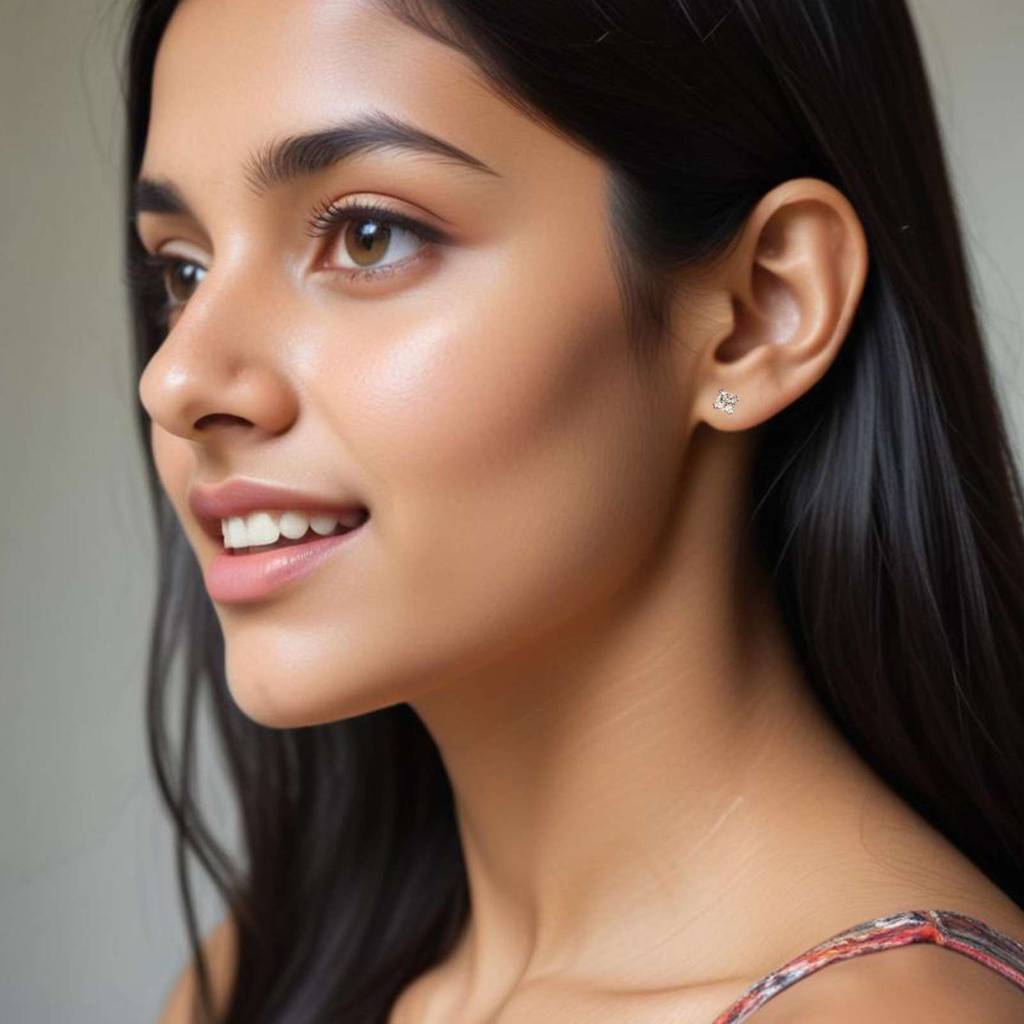 Silver Pillow Style Stud Earrings : ZLSTD-1031