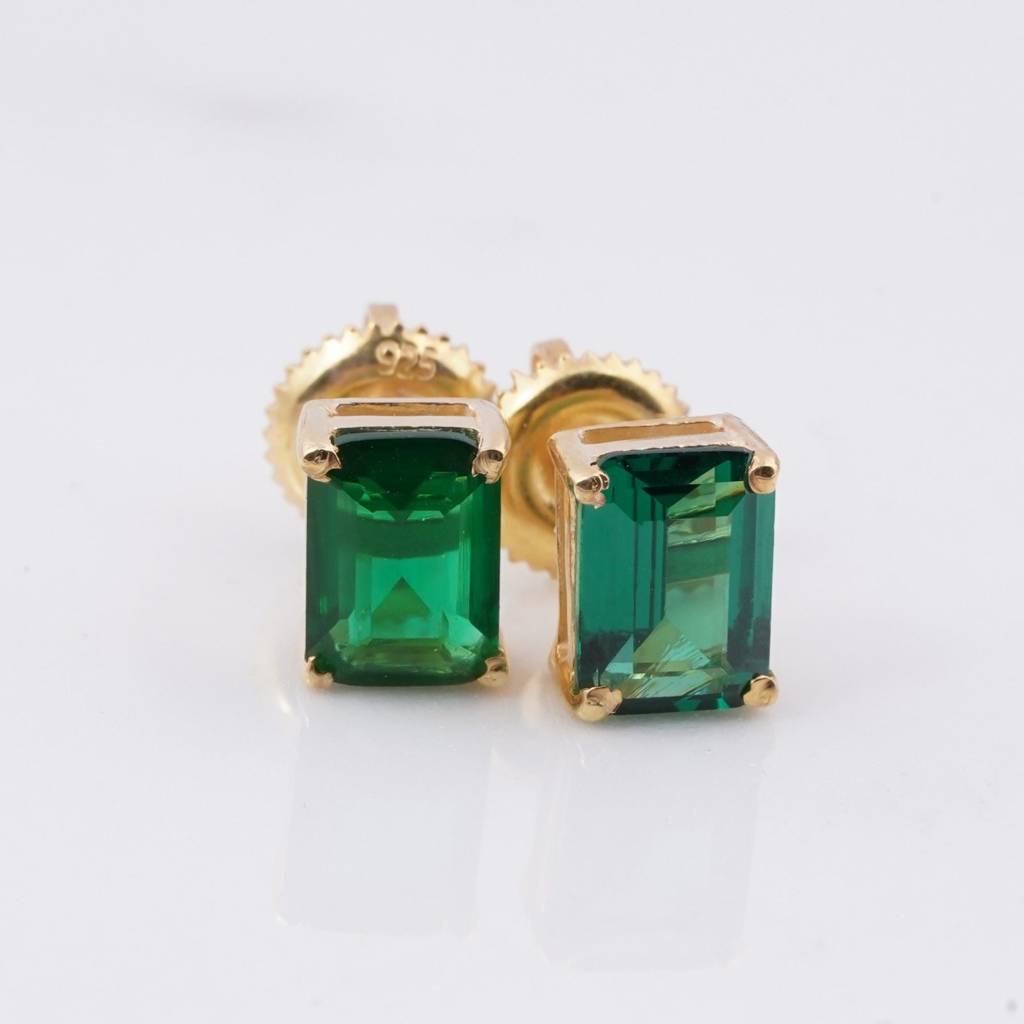 Golden Green Forest Stud Earrings : ZLSTD-1038