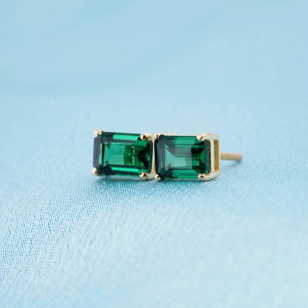 Golden Green Forest Stud Earrings : ZLSTD-1038