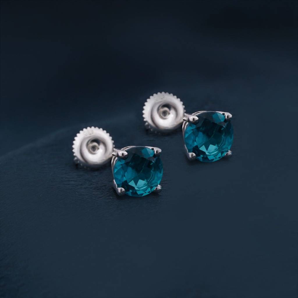 Silver London Blue Memorable Stud Earrings : ZLSTD-1048