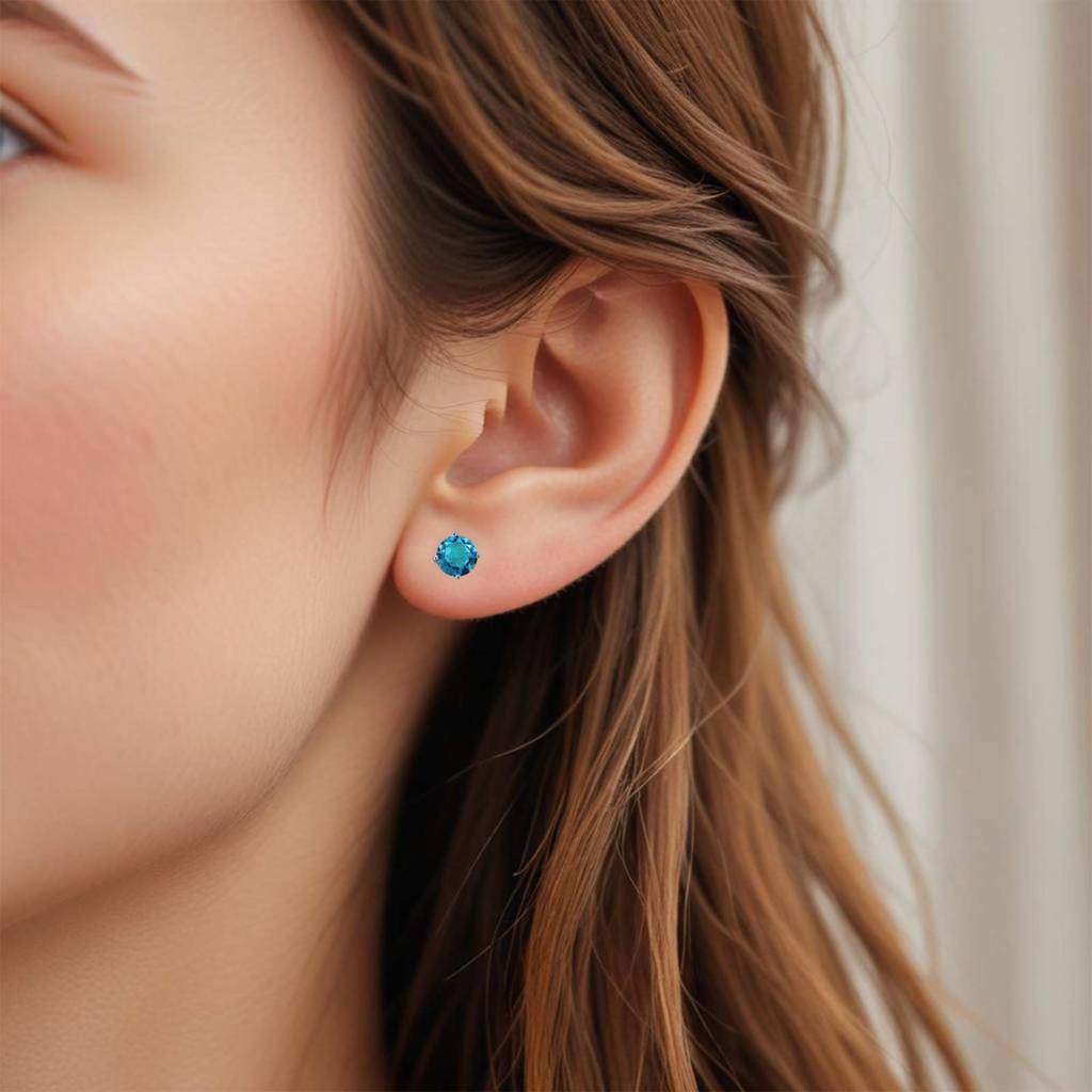 Silver London Blue Memorable Stud Earrings : ZLSTD-1048