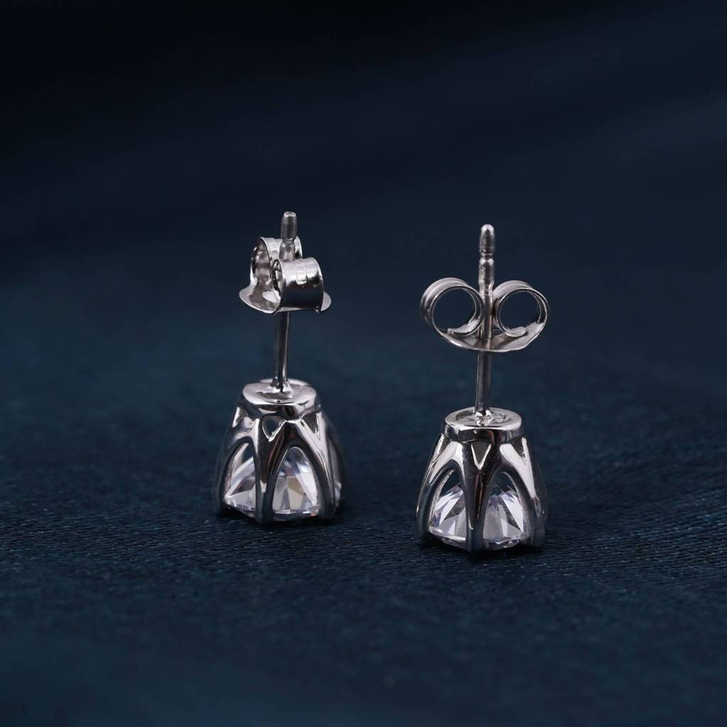Silver Sparkle White Zircon Stud Earrings : ZLSTD-1060