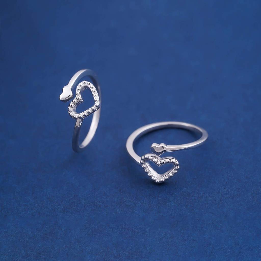 Silver Zircon Studded Crown Toe Rings : ZLTR-005