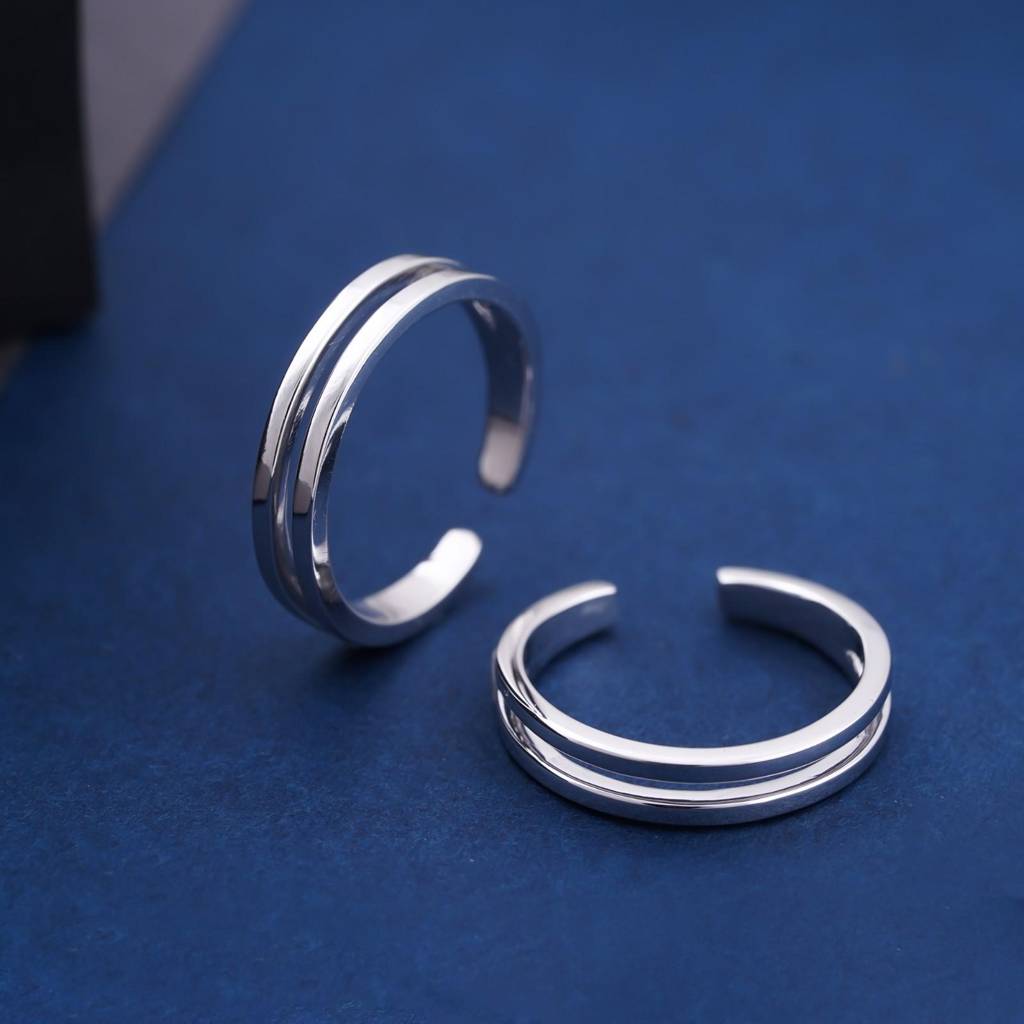 Silver Classic Liner Toe Rings : ZLTR-009