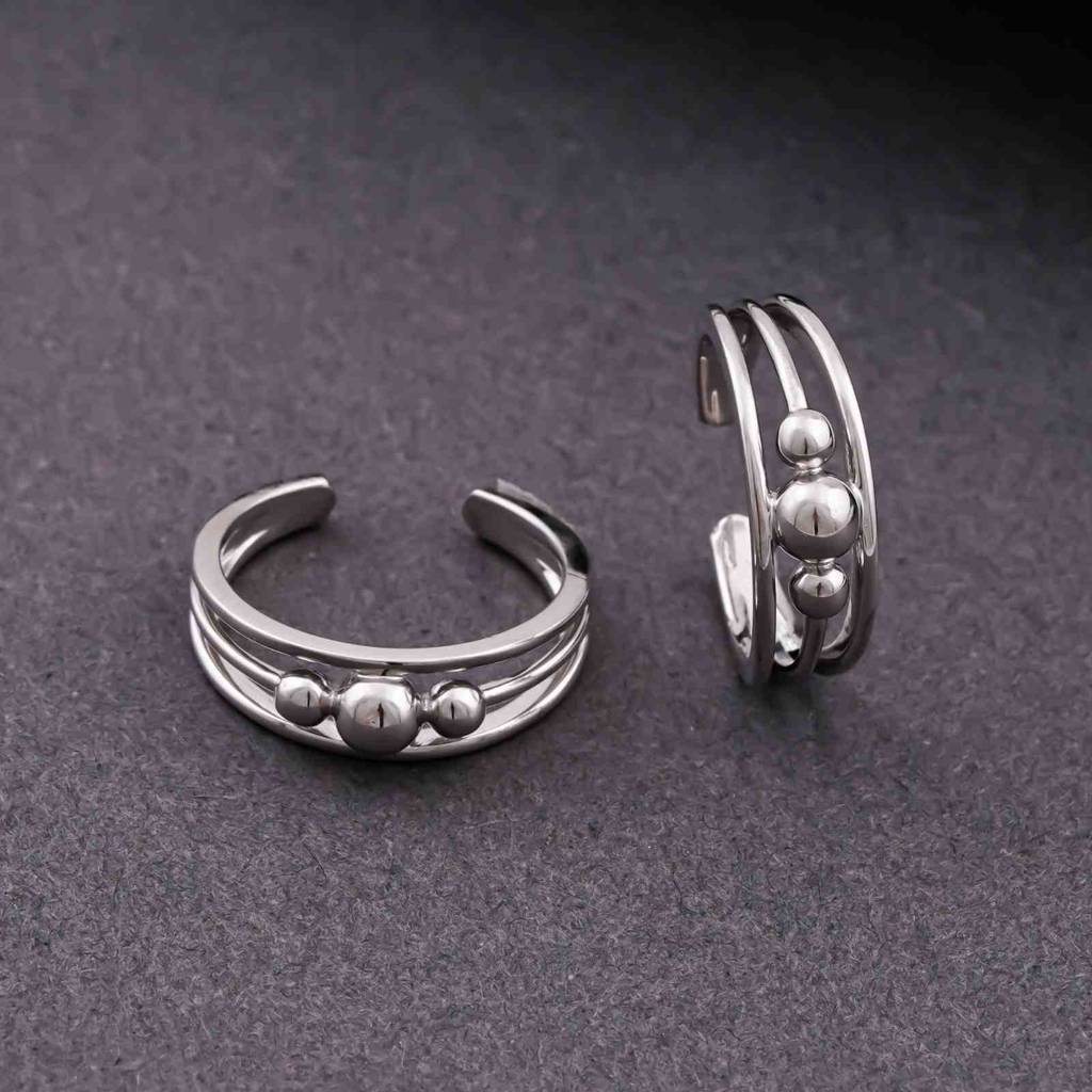 Beautiful Silver 3 Beads Toe Rings : ZLTR-014
