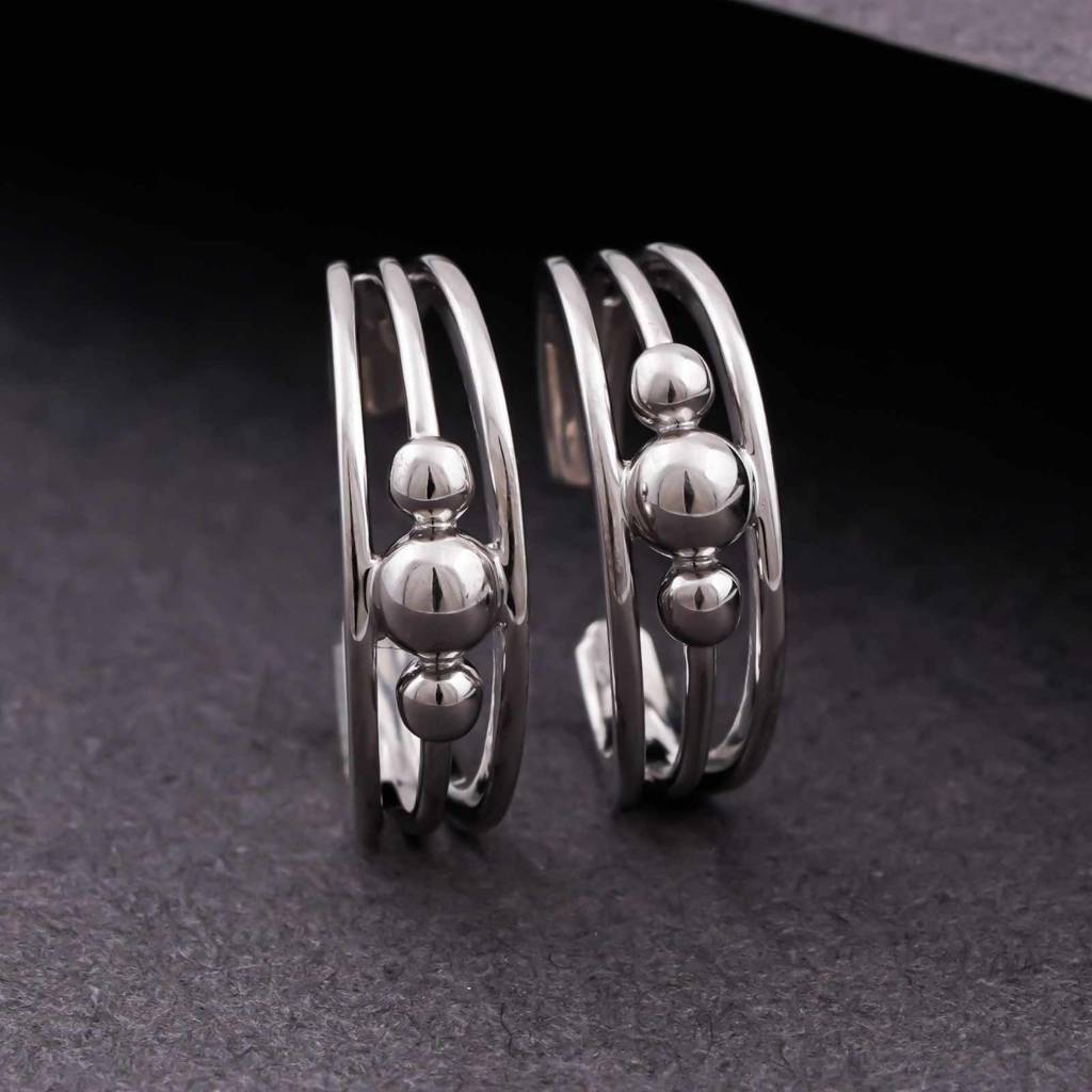 Beautiful Silver 3 Beads Toe Rings : ZLTR-014