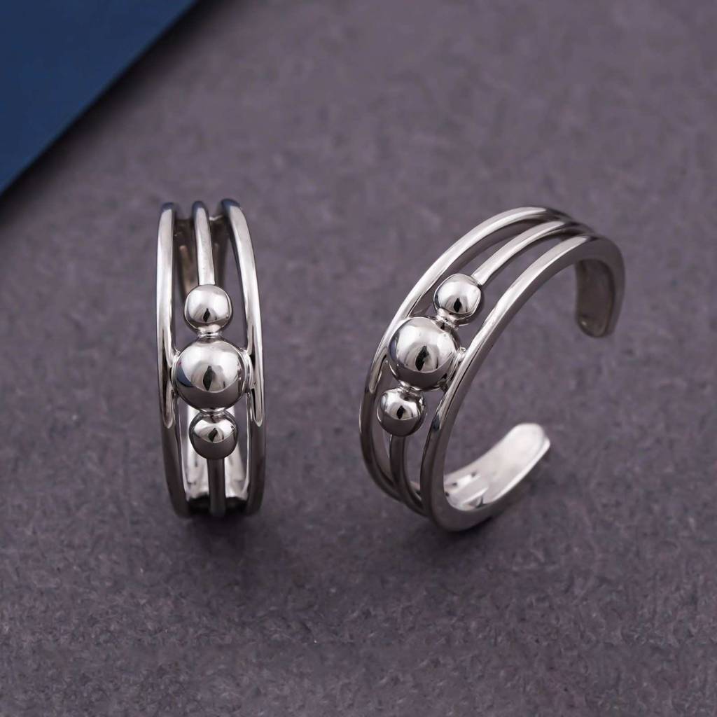 Beautiful Silver 3 Beads Toe Rings : ZLTR-014