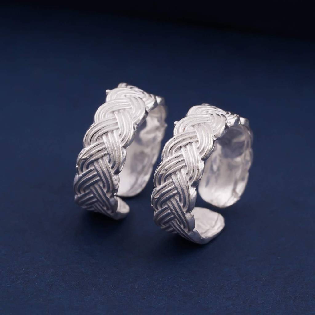 Silver Abstract Pattern Design Toe Rings : ZLTR-024