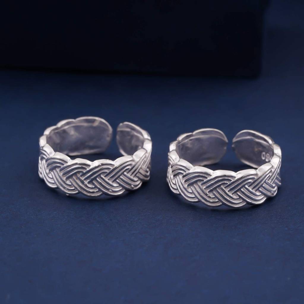 Silver Abstract Pattern Design Toe Rings : ZLTR-024