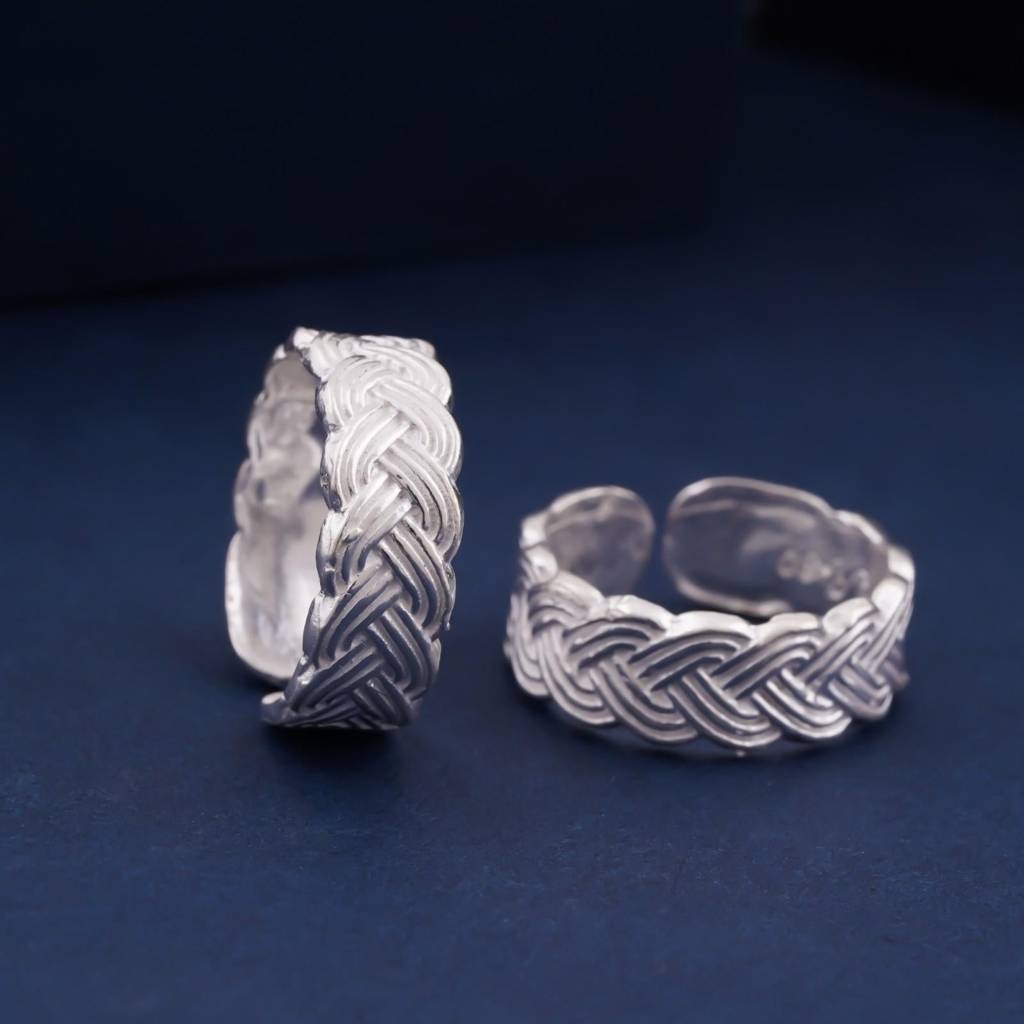 Silver Abstract Pattern Design Toe Rings : ZLTR-024