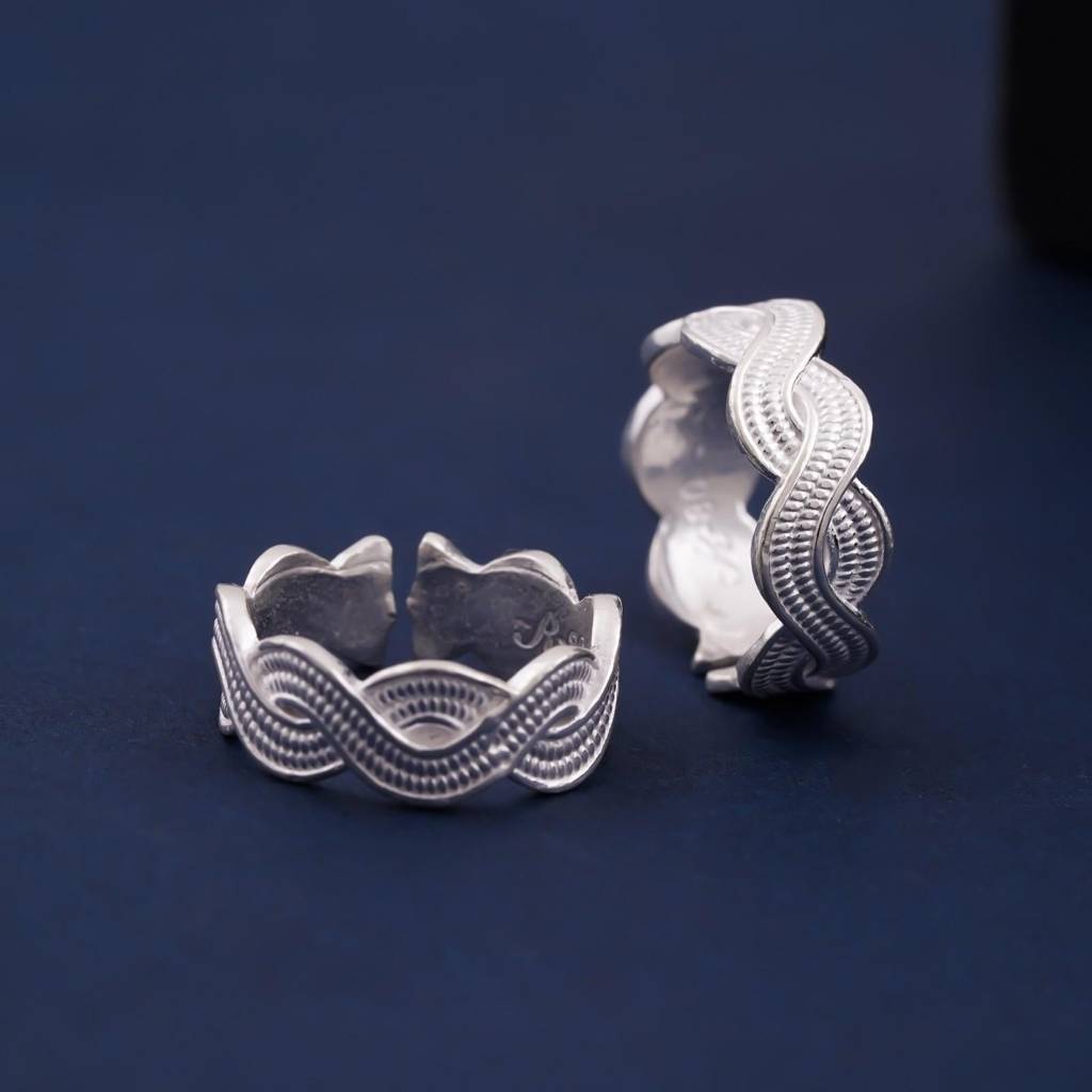 Braided Silver Toe Rings For Women : ZLTR-027