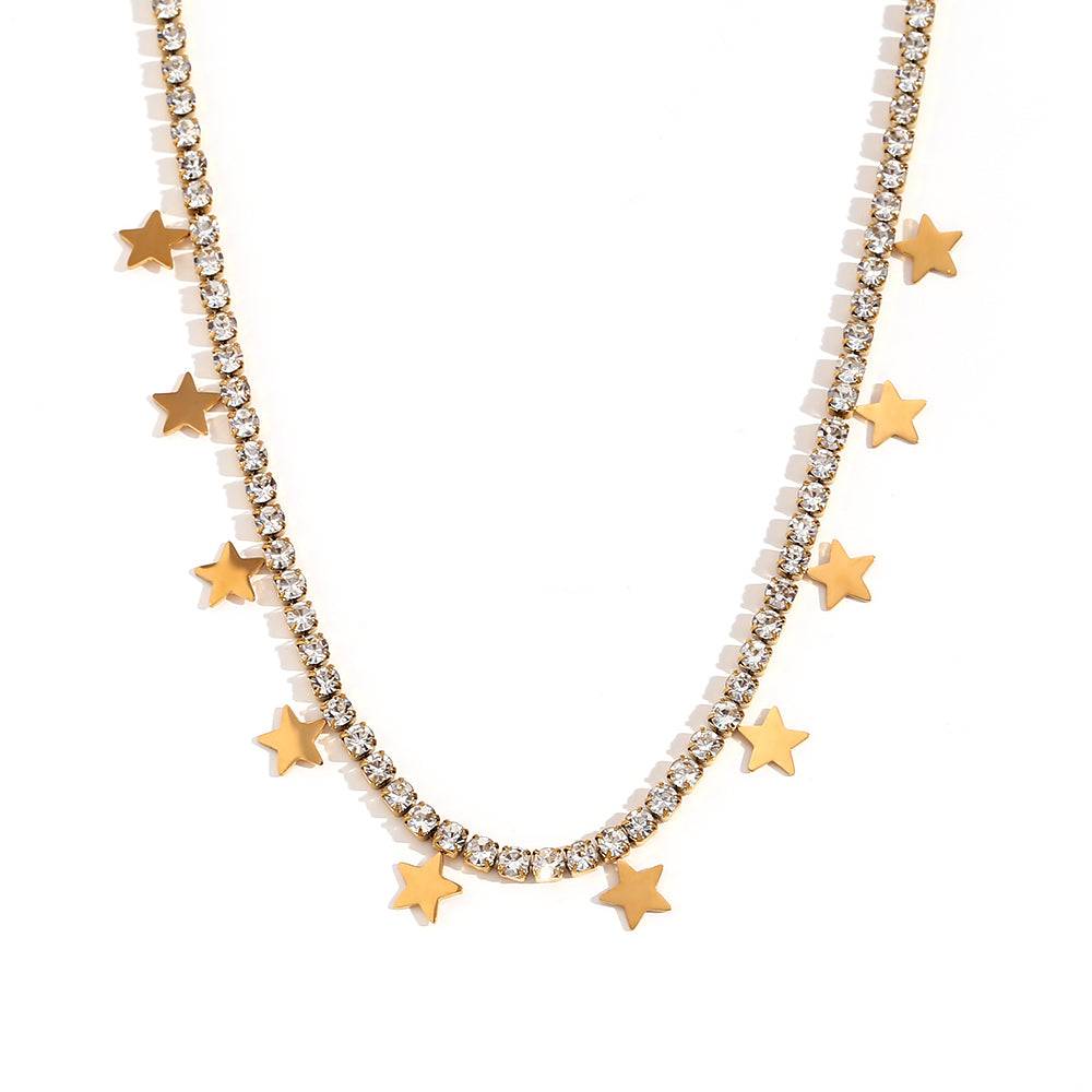 Zircon Chain Tennis Star Necklace : TAA-9708560154902-NECKLACE