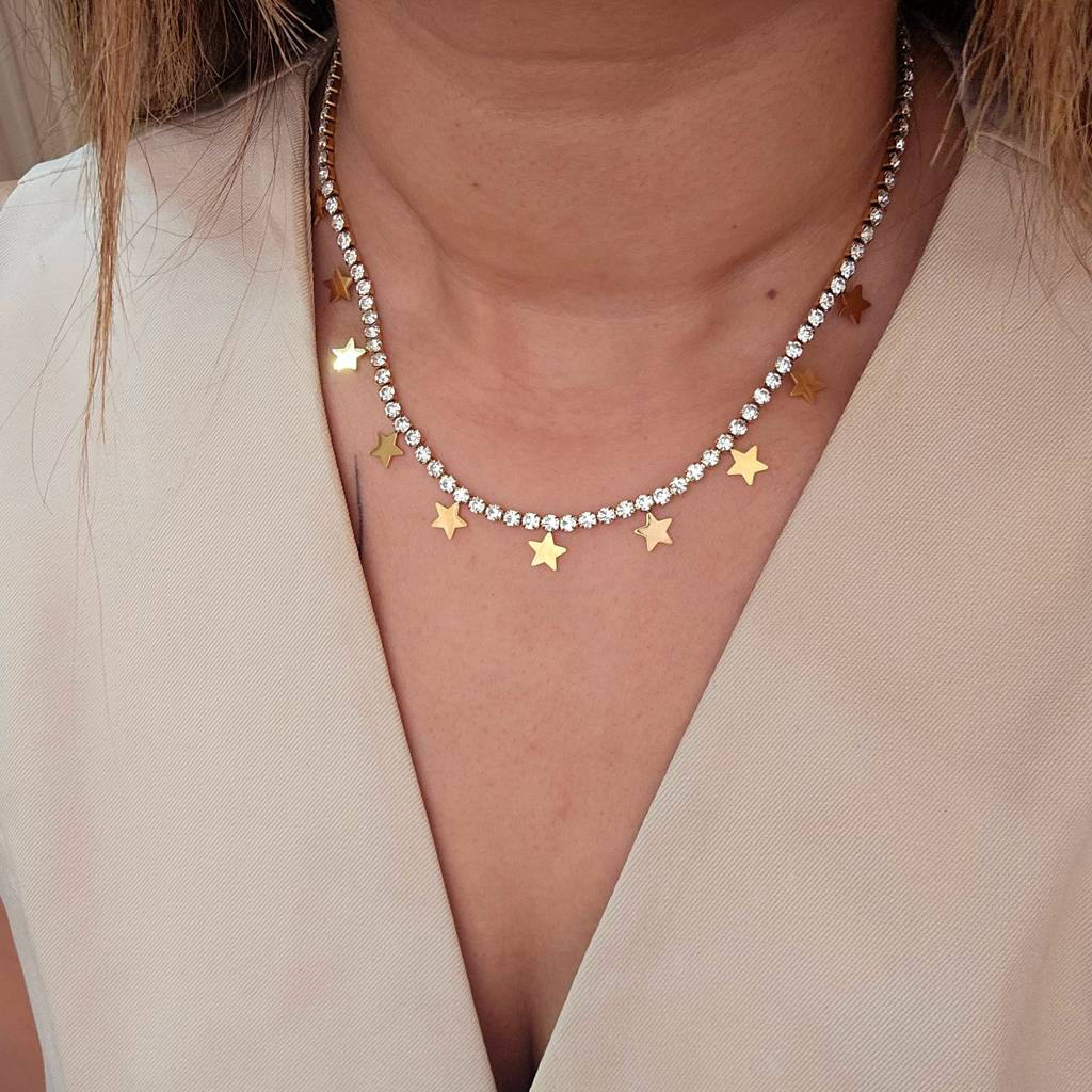 Zircon Chain Tennis Star Necklace : TAA-9708560154902-NECKLACE