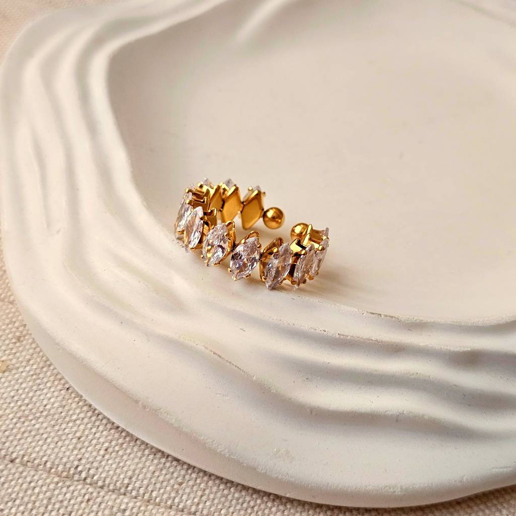 Zircon Marquise Gold Plated Adjustable Ring : TAA-9708561334550-RING