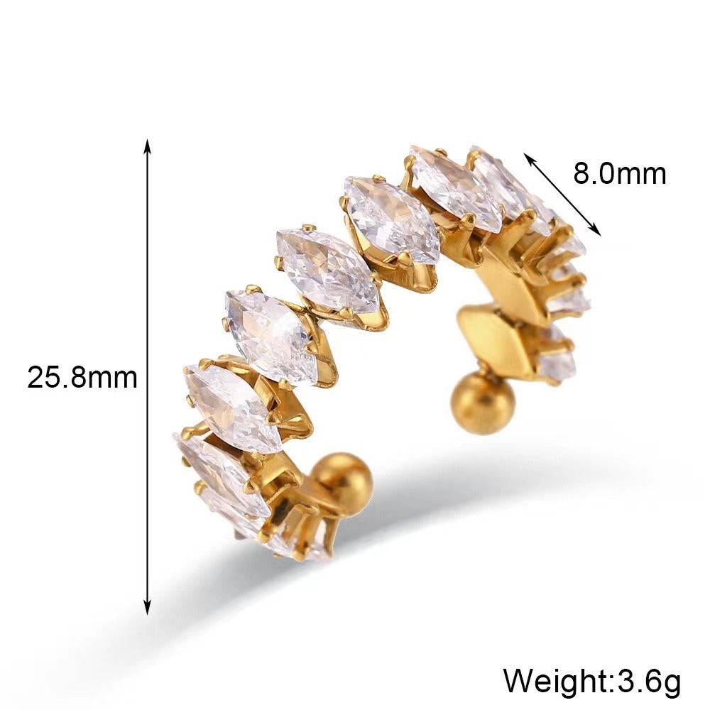 Zircon Marquise Gold Plated Adjustable Ring : TAA-9708561334550-RING
