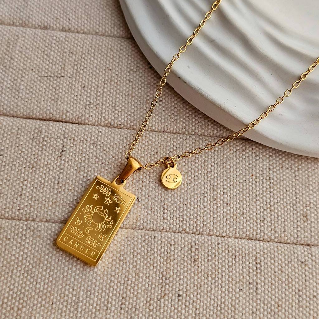 Zodiac Sign Necklaces Cancer Gold Stainless Steel