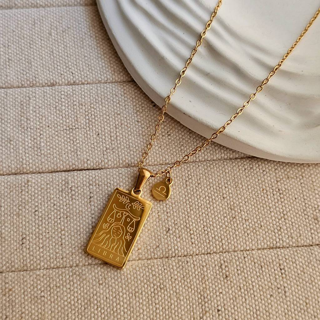 Zodiac Sign Necklaces Libra Gold Stainless Steel